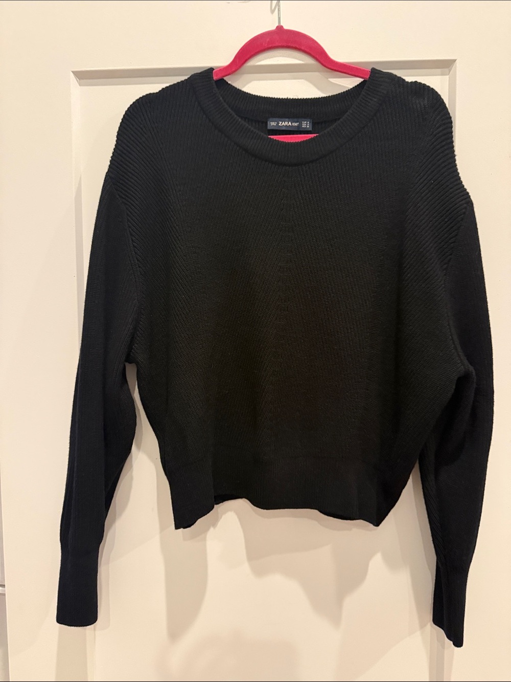 Zara Black Ribbed Crewneck Sweater